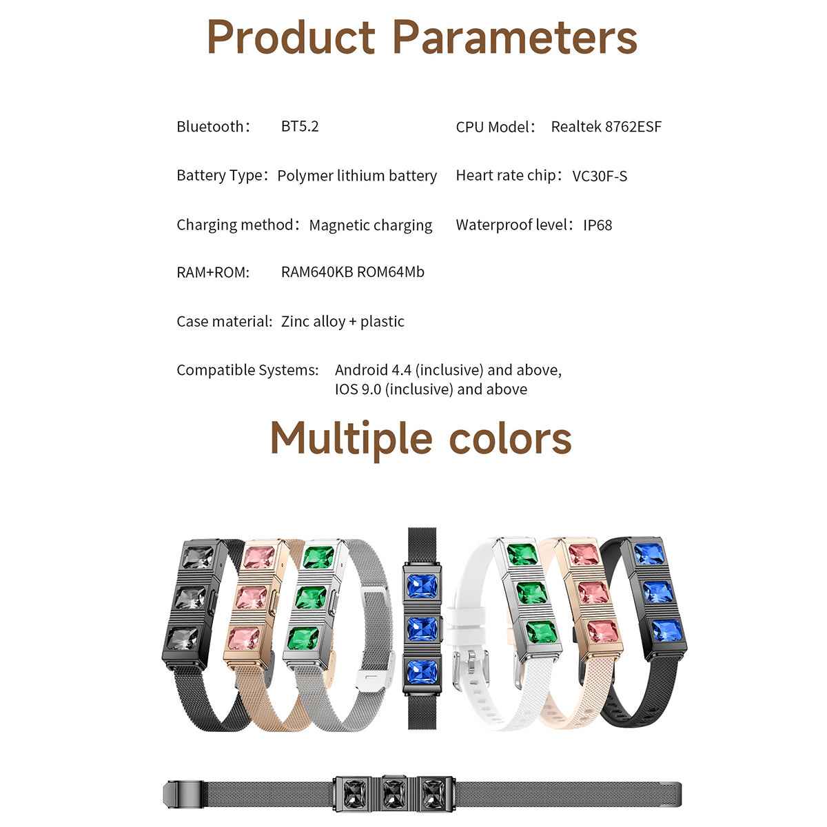 ETERNITY Smart Jewlery Fitness Tracker Bracelet – No Screen, 170 Workouts, Long Battery, Health Monitor