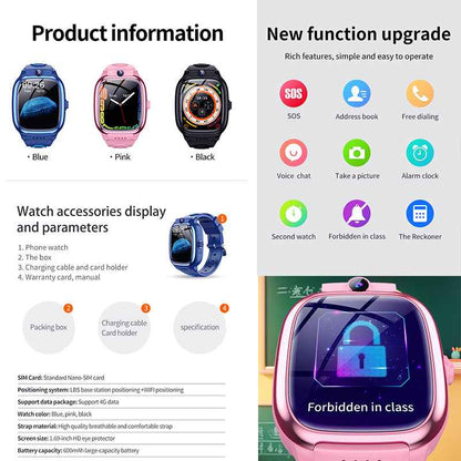 ETERNITY Kids Smart Watch with SIM Card – LBS & WiFi Positioning, Video Call, SOS Alarm, Camera & Step Counter