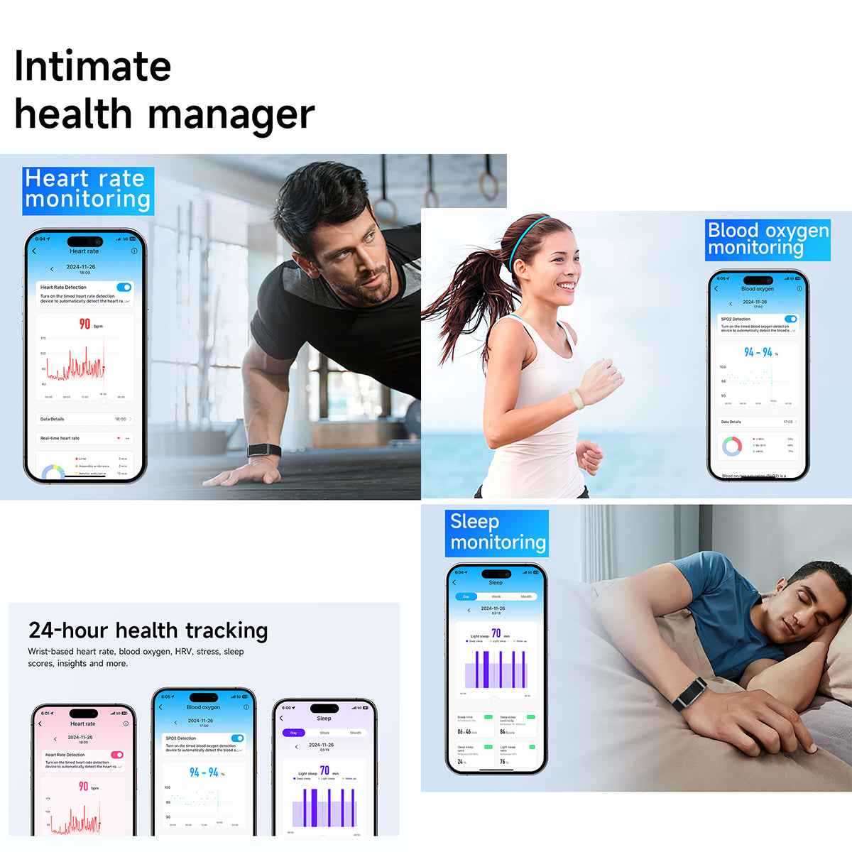 ETERNITY Whoop Band Style No Screen Fitness Tracker – Heart Rate Monitor, Sleep Tracking, Waterproof, Nylon Band, Double Sensor Lock, Multiple Colors
