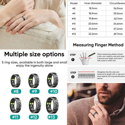 ETERNITY Sun Totem Smart Ring – Artistic Swirls, PPG Monitor, Advanced Health Tracking, Sleep Monitor, Workout & Fitness Tracking