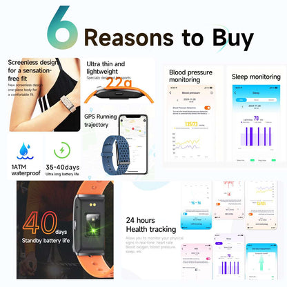 ETERNITY Whoop Band Style Slim Double-Bar No Screen Fitness Tracker - 1ATM Waterproof, Heart Rate Monitor & Activity Tracking