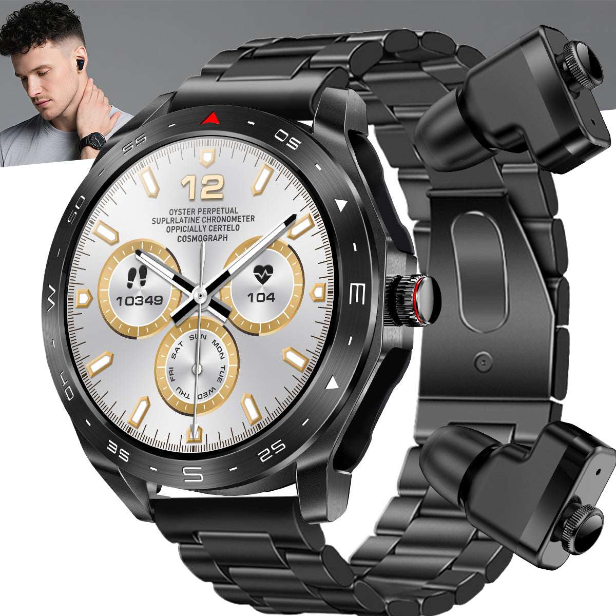 ETERNITY Round 2-in-1 TWS Smart Watch T95 – 1.52” IPS Outdoor Call & Music Sport Watch with Earbuds