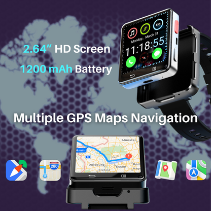 ETERNITY Detachable 4G Android Smart Watch with SIM Card – 2.64” Large Screen, 1200mAh Battery, Dual Camera, GPS, WIFI & Bluetooth
