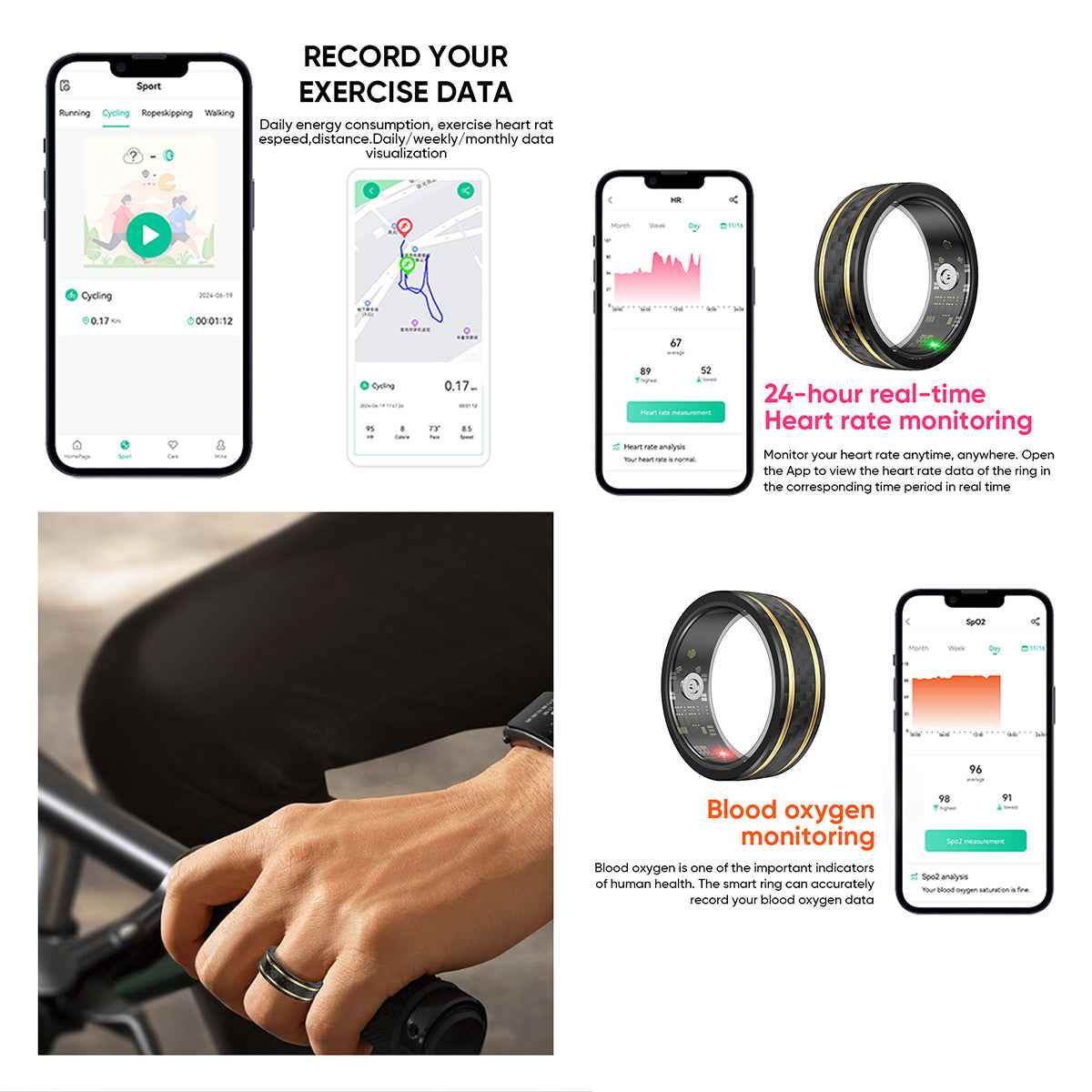 ETERNITY Crosshatch Smart Ring – Woven Texture Design, PPG Monitor, Health & Sleep Tracking, Fitness & Workout Tracking