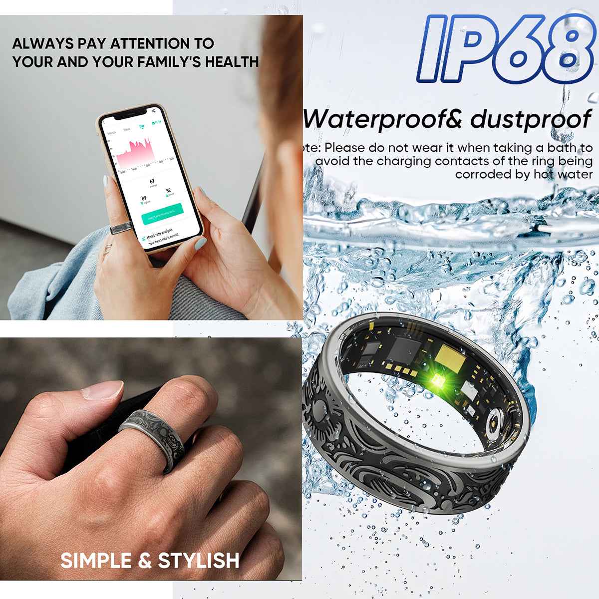 ETERNITY Sun Totem Smart Ring – Artistic Swirls, PPG Monitor, Advanced Health Tracking, Sleep Monitor, Workout & Fitness Tracking