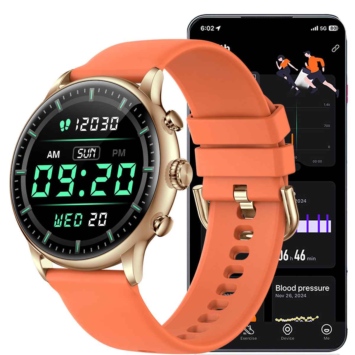 ETERNITY Waterproof AMOLED Smart Watch – Fitness Tracker with Heart Rate, Blood Pressure, Sport Modes