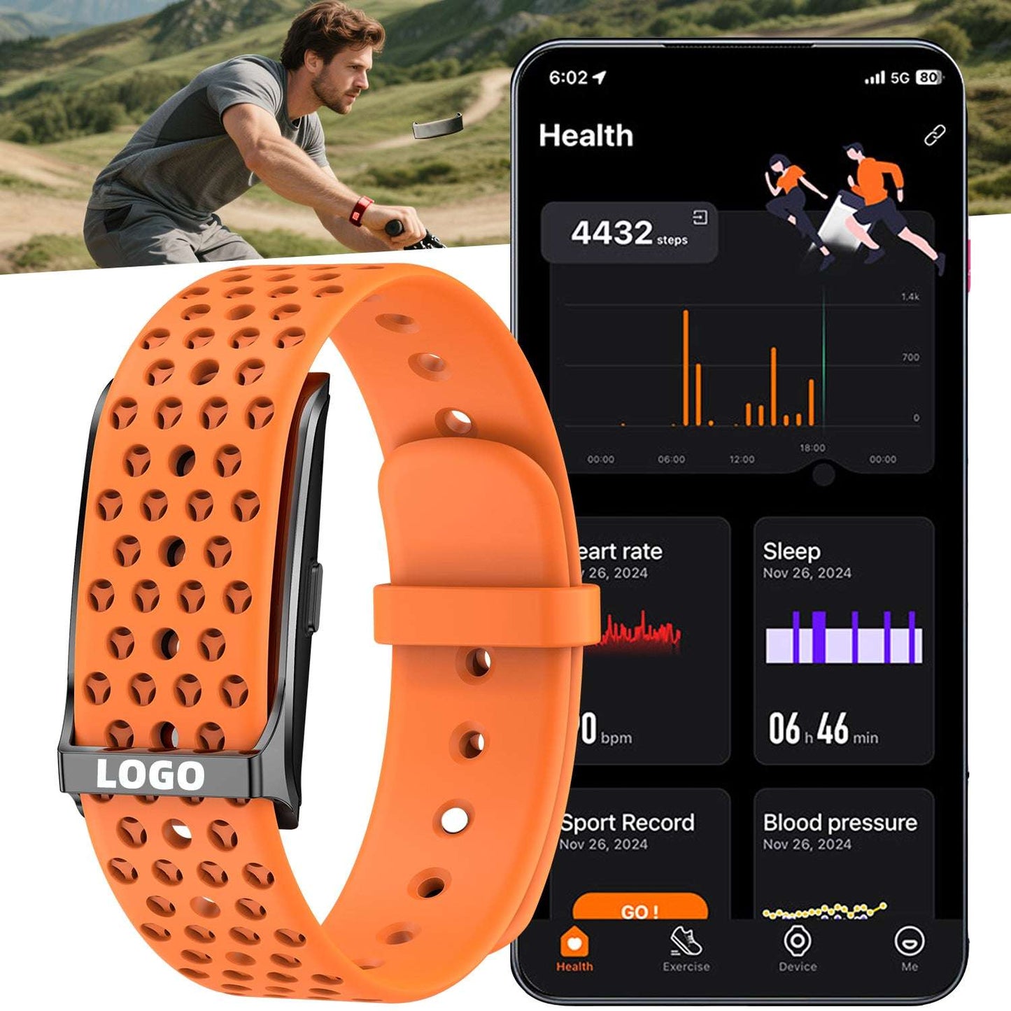 ETERNITY Whoop Band Style No Screen Fitness Tracker- Heart Rate Monitor, Sleep Tracking, Waterproof