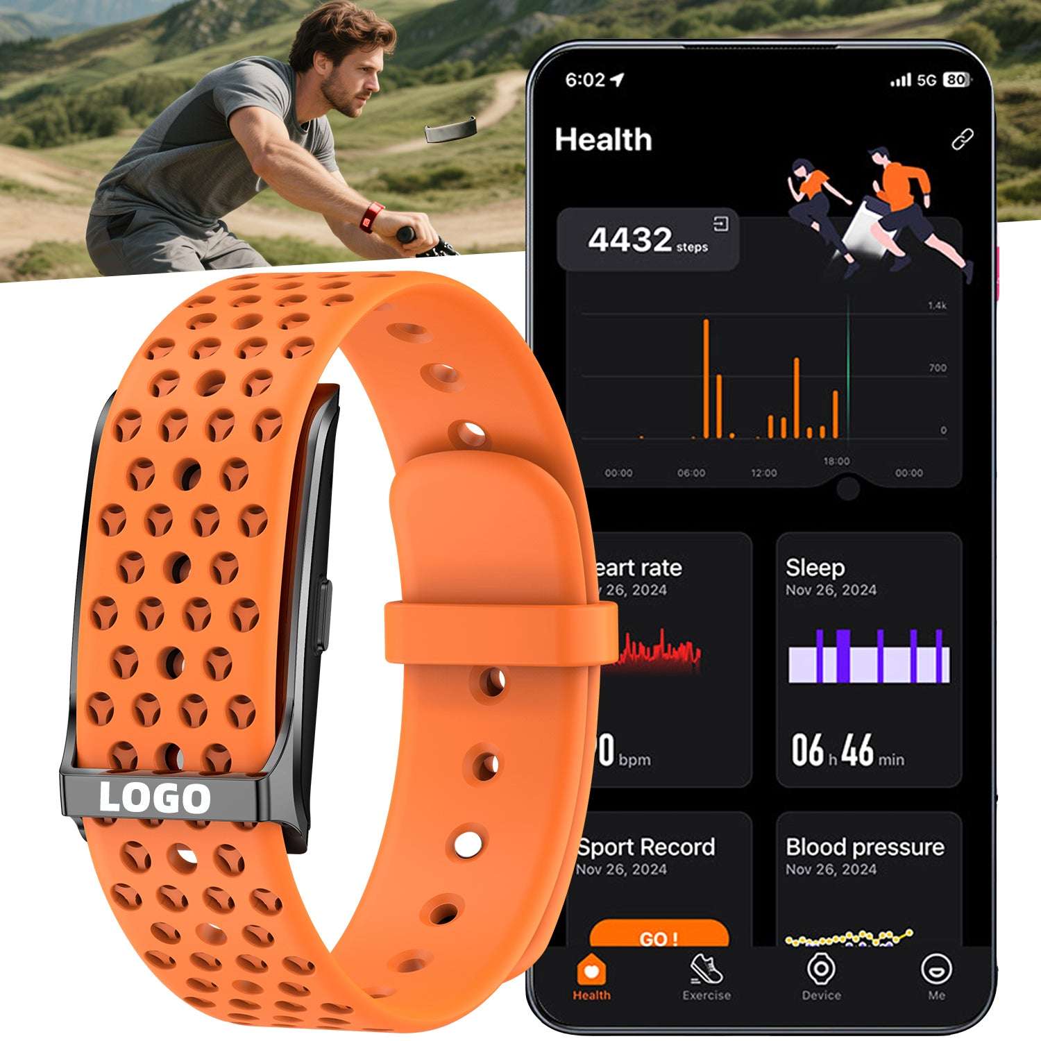 ETERNITY Whoop Band Style No Screen Fitness Tracker- Heart Rate Monitor, Sleep Tracking, Waterproof