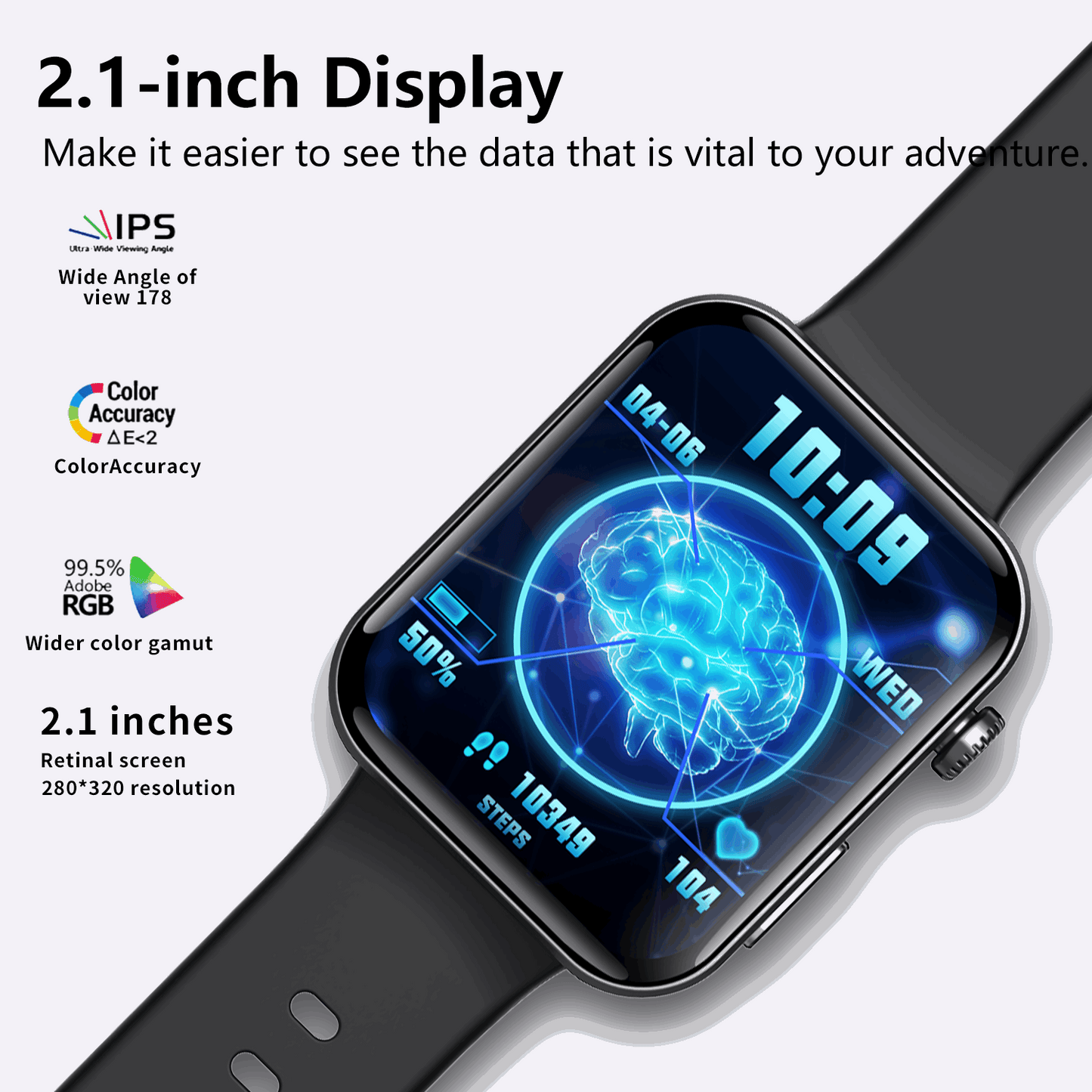 ETERNITY GPS Smart Watch – 2.1” Display, ECG Tracker, SOS Alarm, Voice Call & Waterproof Sport Watch