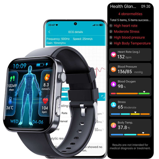 ETERNITY ECG Smart Watch – Heart Rate Monitor, Fall Alarm, Call & Music Features, IP67 Waterproof, iOS Compatible