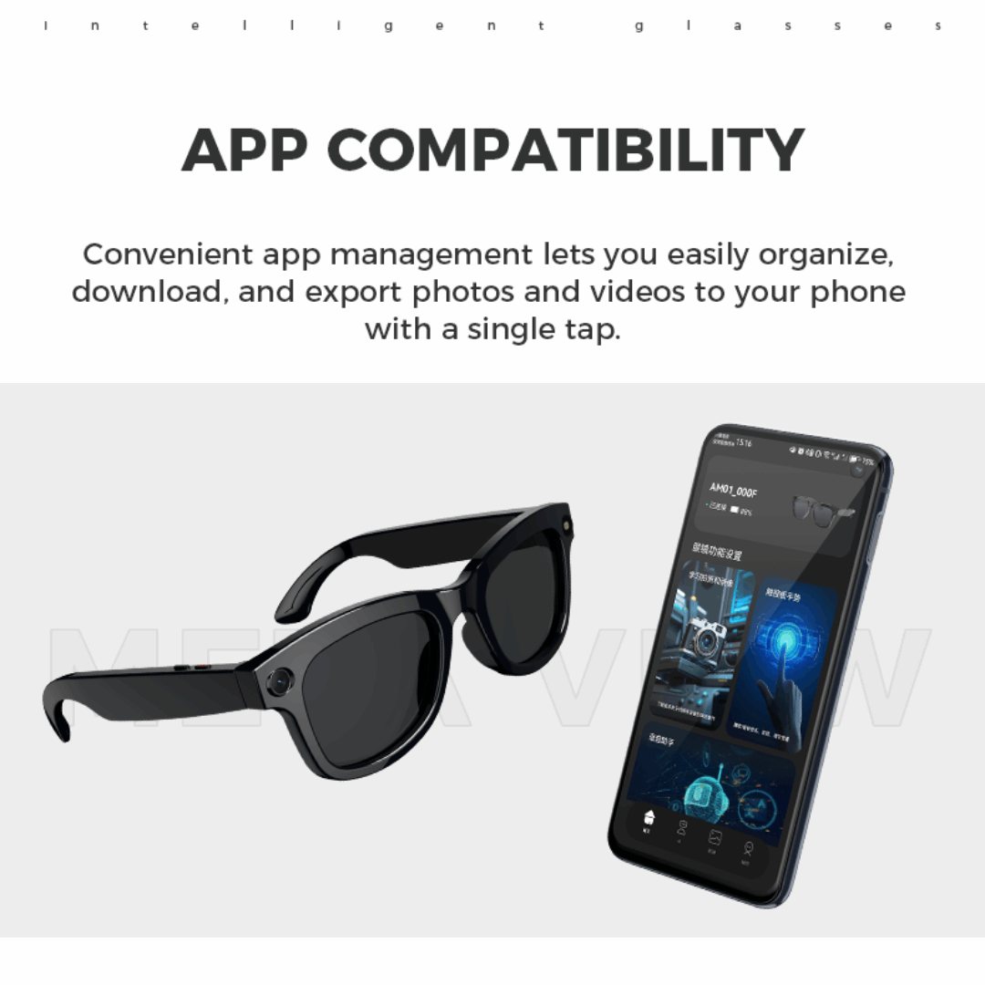 ETERNITY AI Smart Glasses With HD Camera – Air Conduction Sound, Hands-Free Calling, IP67 Waterproof & TR90 Frame