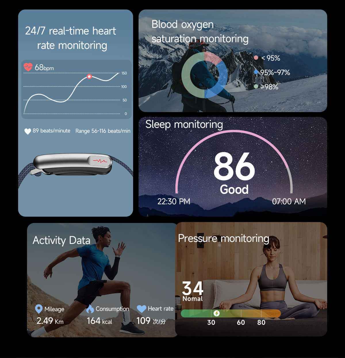 ETERNITY No Screen Health Tracker Band with ECG Monitoring | ETQ14