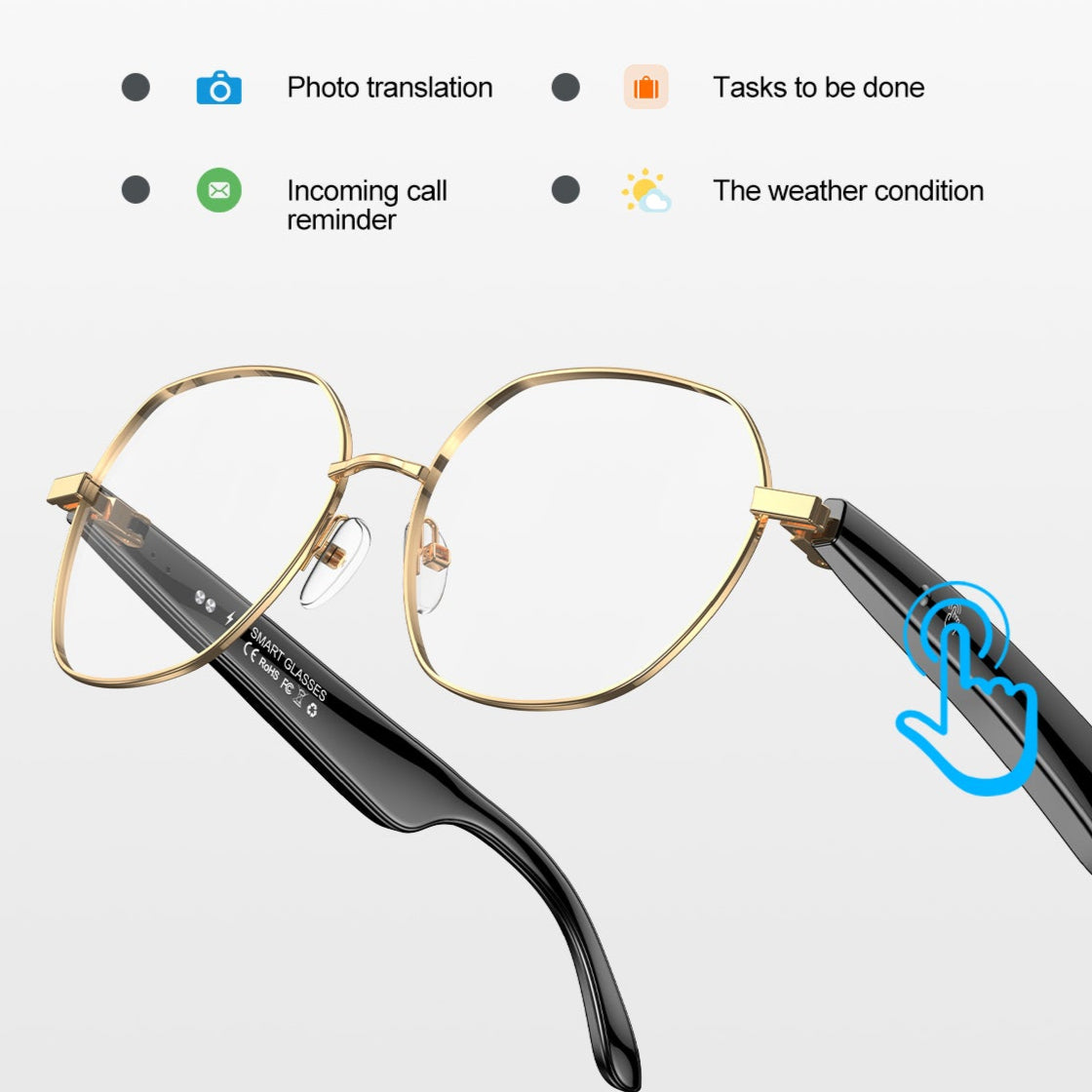 ETERNITY AI Translation Smart Glasses – OLED Display, Real-Time Interpretation in 100+ Languages, Music & Call for Business Use