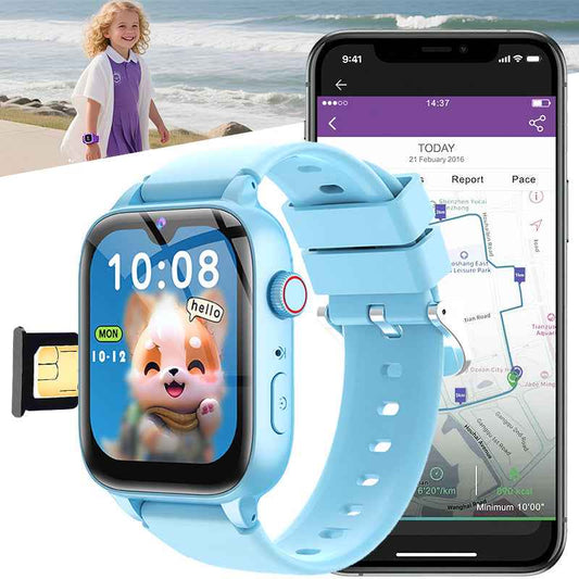  - ETERNITY Waterproof Kids Smart Watch with SIM Card – 4G Call, GPS Tracking, SOS Alarm, Camera, Weather & Step Counter - 