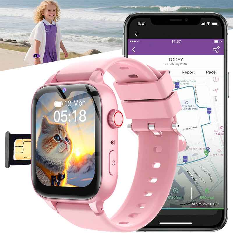  - ETERNITY Waterproof Kids Smart Watch with SIM Card – 4G Call, GPS Tracking, SOS Alarm, Camera, Weather & Step Counter - 