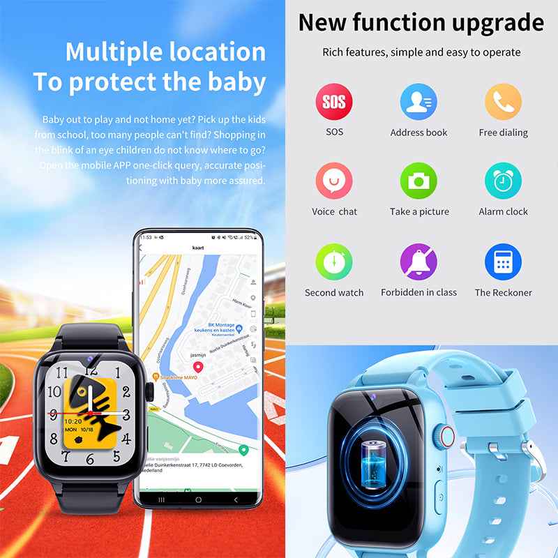  - ETERNITY Waterproof Kids Smart Watch with SIM Card – 4G Call, GPS Tracking, SOS Alarm, Camera, Weather & Step Counter - 