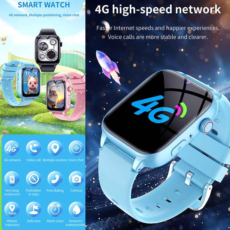  - ETERNITY Waterproof Kids Smart Watch with SIM Card – 4G Call, GPS Tracking, SOS Alarm, Camera, Weather & Step Counter - 