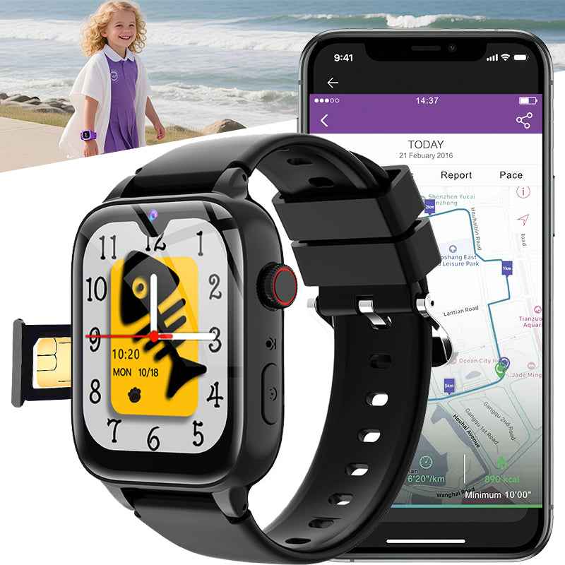  - ETERNITY Waterproof Kids Smart Watch with SIM Card – 4G Call, GPS Tracking, SOS Alarm, Camera, Weather & Step Counter - 