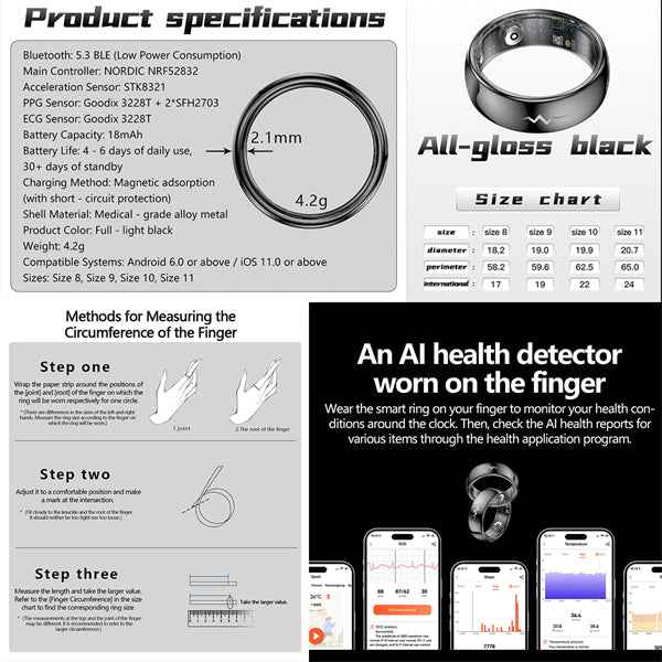 Fiteness Tracker ECG Ring ETD5