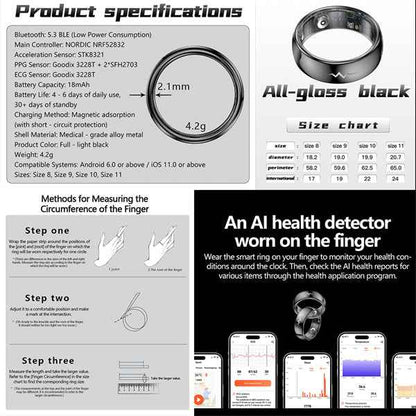 Fiteness Tracker ECG Ring ETD5