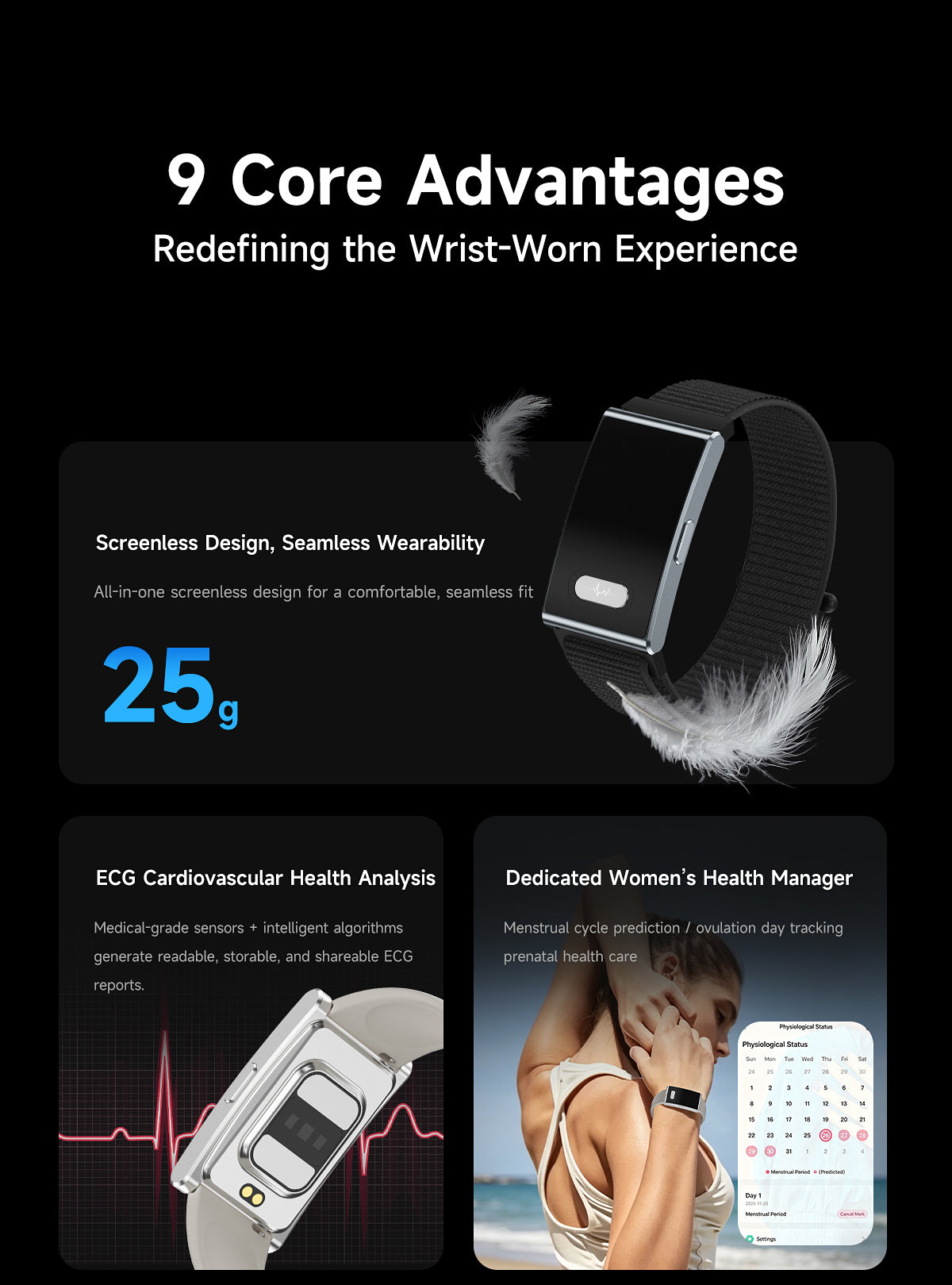 ETERNITY No Screen Advanced Health Tracker Band with Remote Care ECG and HRV | ETQ17