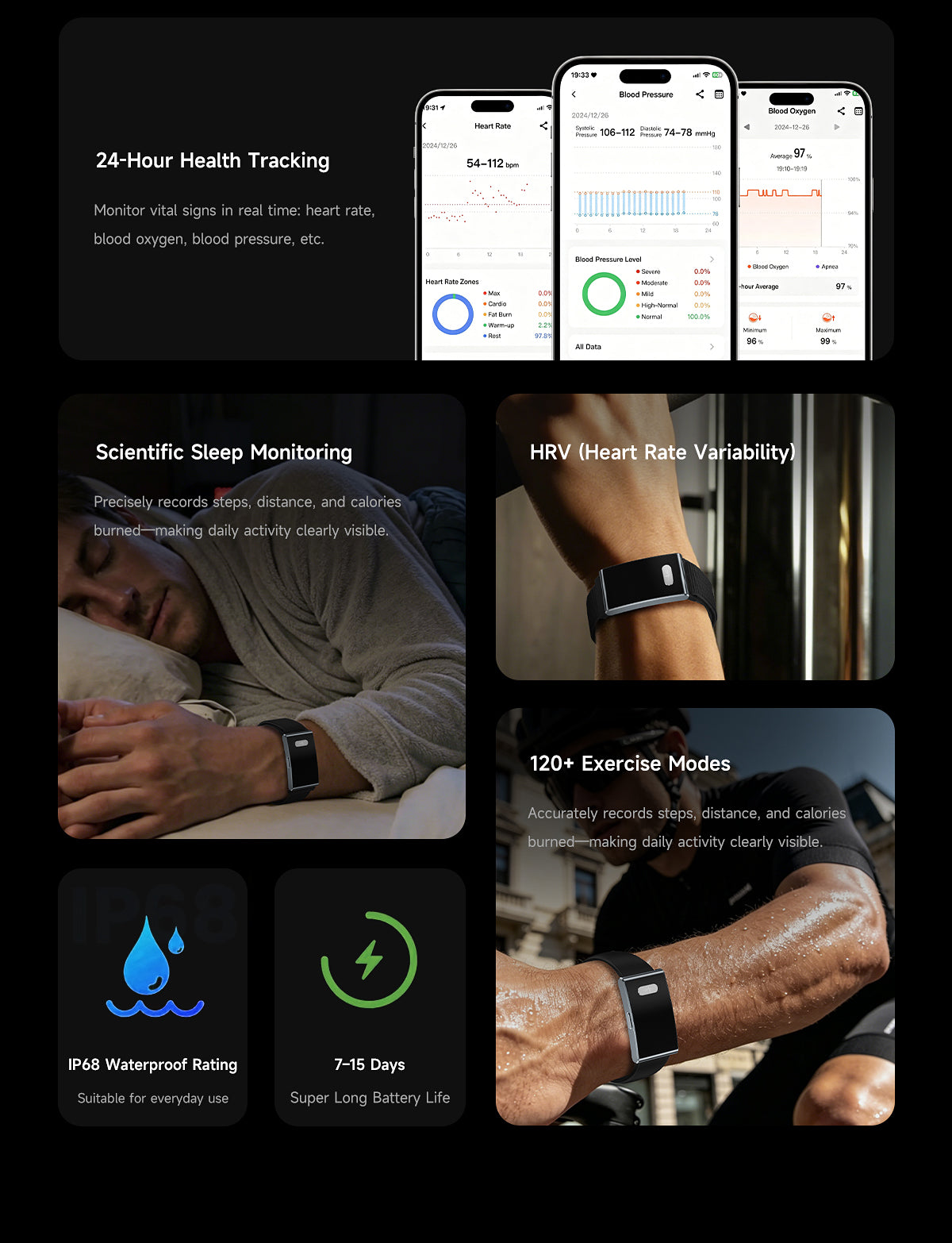 ETERNITY No Screen Advanced Health Tracker Band with Remote Care ECG and HRV | ETQ17