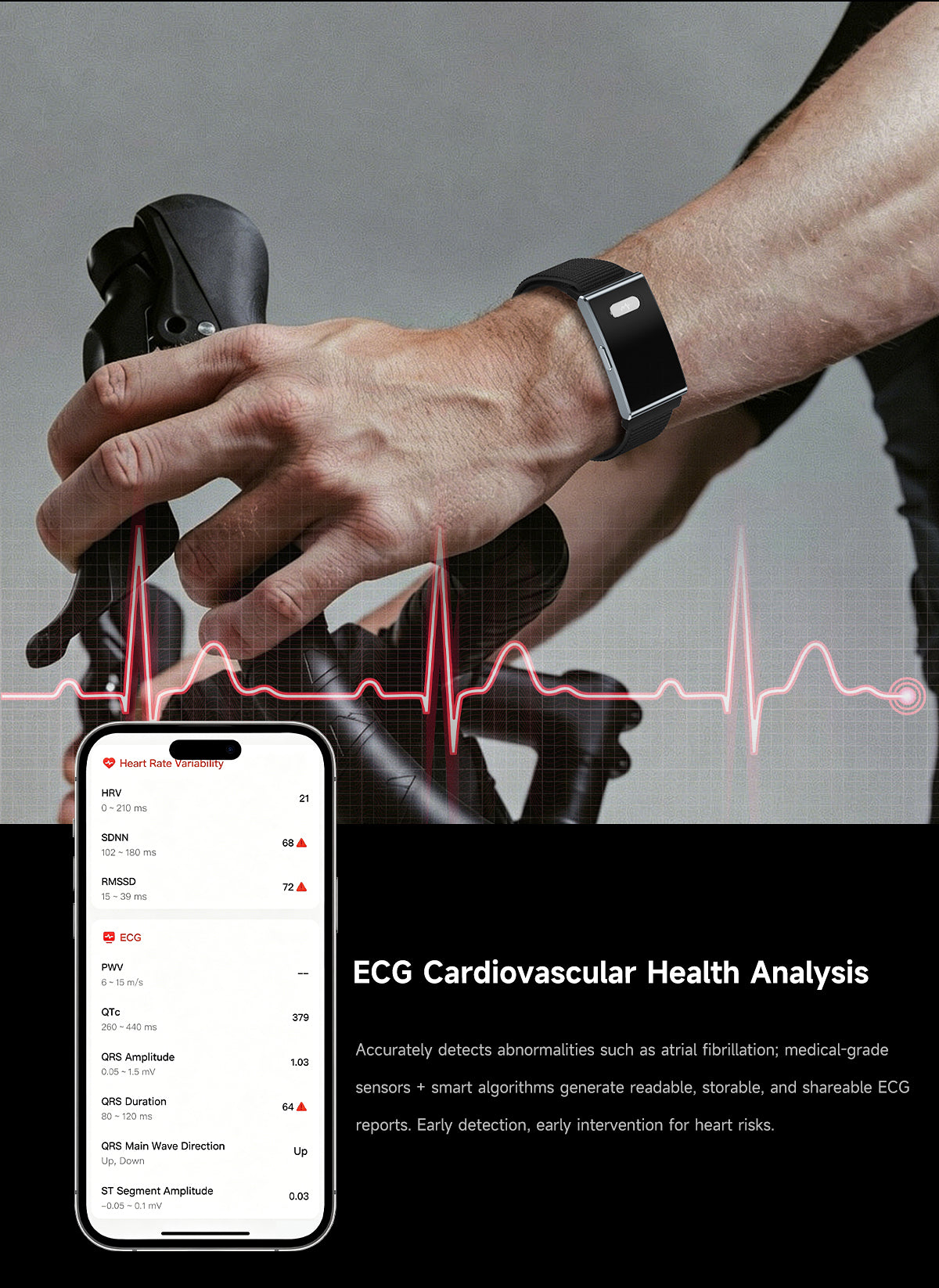 ETERNITY No Screen Advanced Health Tracker Band with Remote Care ECG and HRV | ETQ17